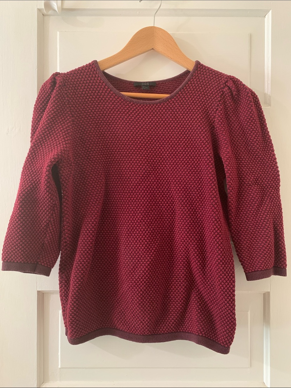 COS Burgundy Textured Bubble Knit Sweater